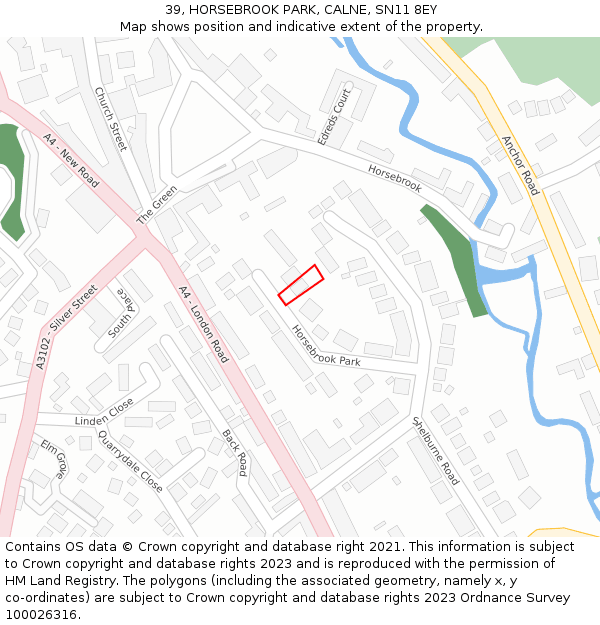 39, HORSEBROOK PARK, CALNE, SN11 8EY: Location map and indicative extent of plot