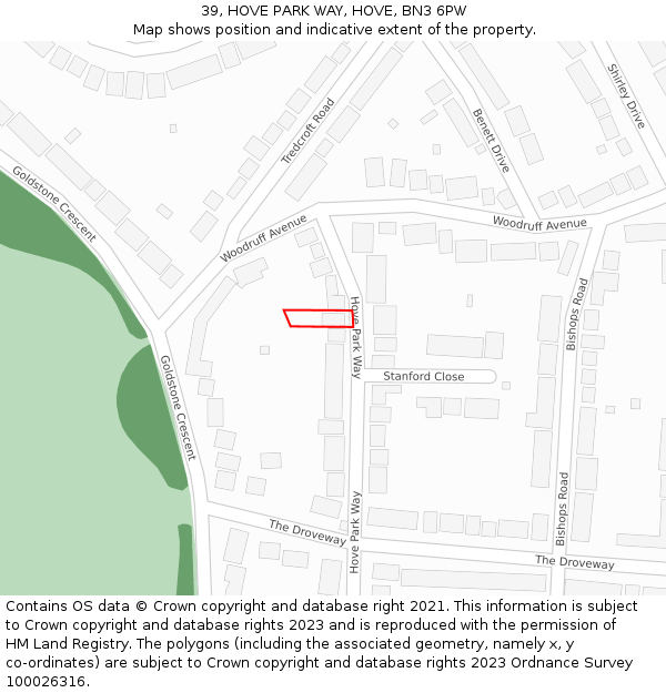 39, HOVE PARK WAY, HOVE, BN3 6PW: Location map and indicative extent of plot