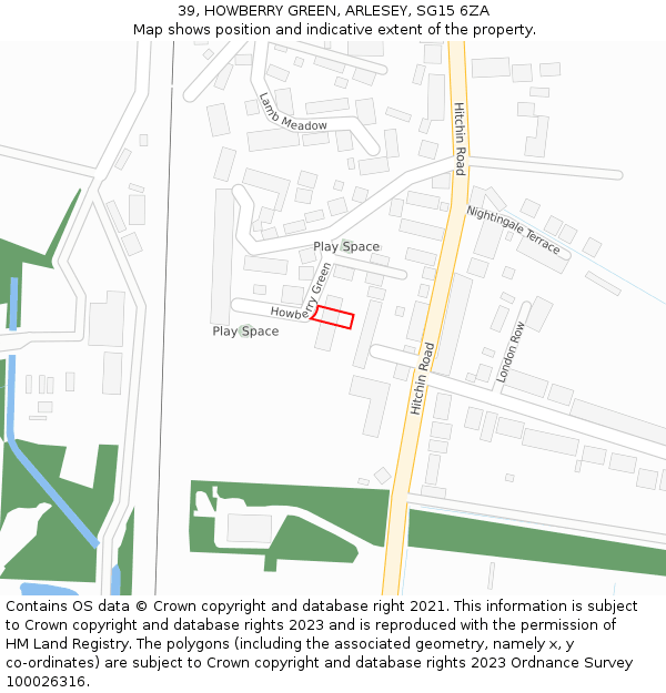 39, HOWBERRY GREEN, ARLESEY, SG15 6ZA: Location map and indicative extent of plot