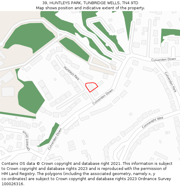 39, HUNTLEYS PARK, TUNBRIDGE WELLS, TN4 9TD: Location map and indicative extent of plot