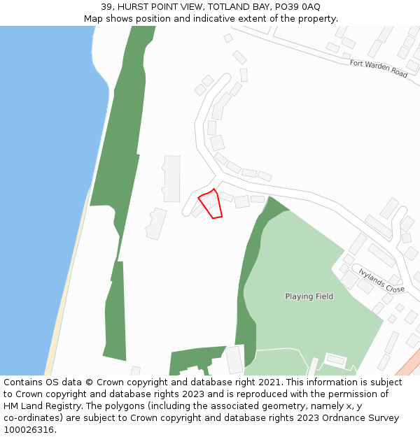 39, HURST POINT VIEW, TOTLAND BAY, PO39 0AQ: Location map and indicative extent of plot