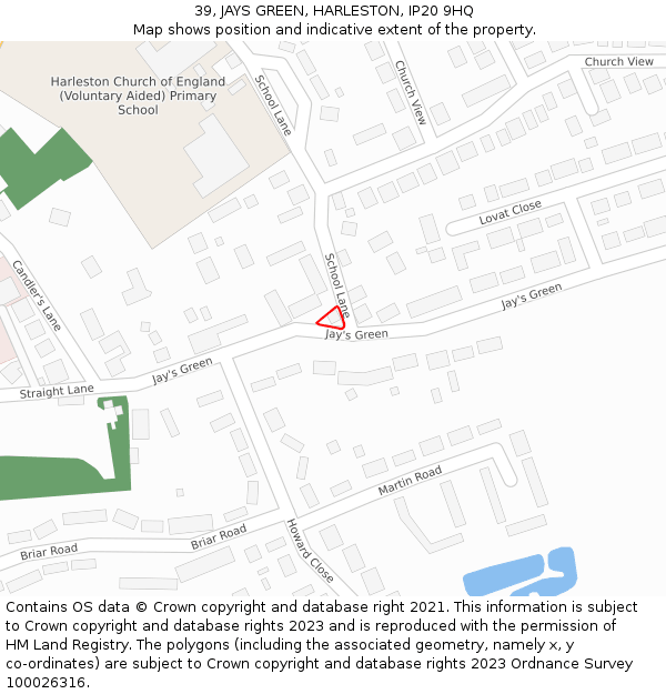 39, JAYS GREEN, HARLESTON, IP20 9HQ: Location map and indicative extent of plot