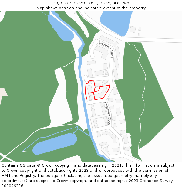 39, KINGSBURY CLOSE, BURY, BL8 1WA: Location map and indicative extent of plot