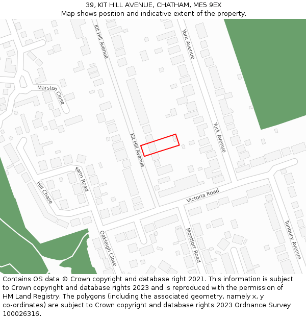 39, KIT HILL AVENUE, CHATHAM, ME5 9EX: Location map and indicative extent of plot