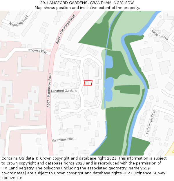 39, LANGFORD GARDENS, GRANTHAM, NG31 8DW: Location map and indicative extent of plot