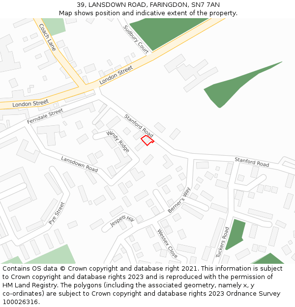 39, LANSDOWN ROAD, FARINGDON, SN7 7AN: Location map and indicative extent of plot