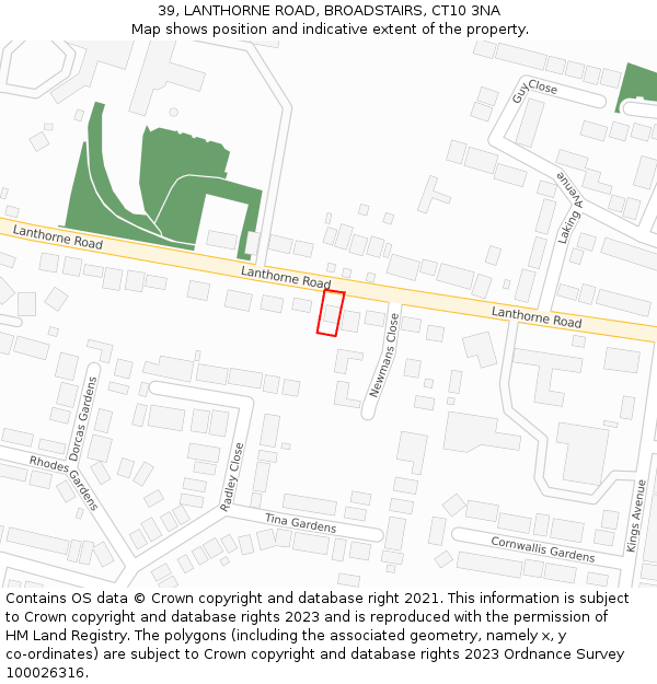 39, LANTHORNE ROAD, BROADSTAIRS, CT10 3NA: Location map and indicative extent of plot