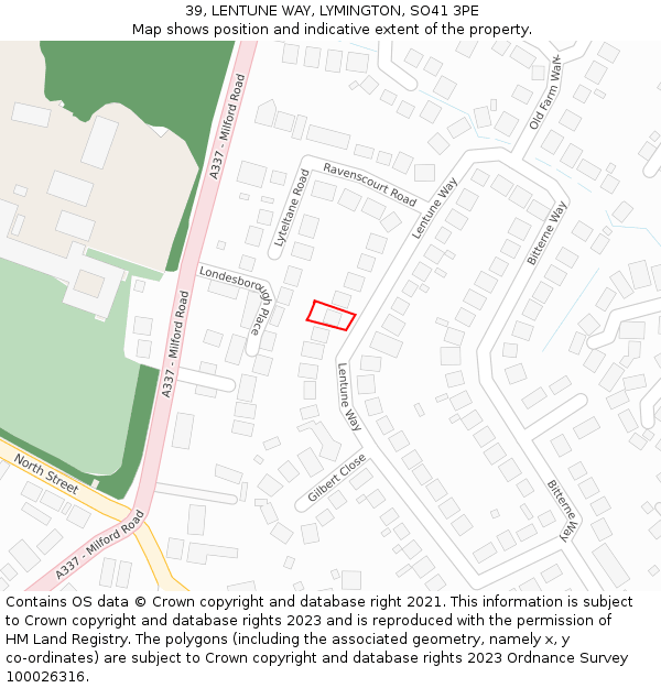 39, LENTUNE WAY, LYMINGTON, SO41 3PE: Location map and indicative extent of plot