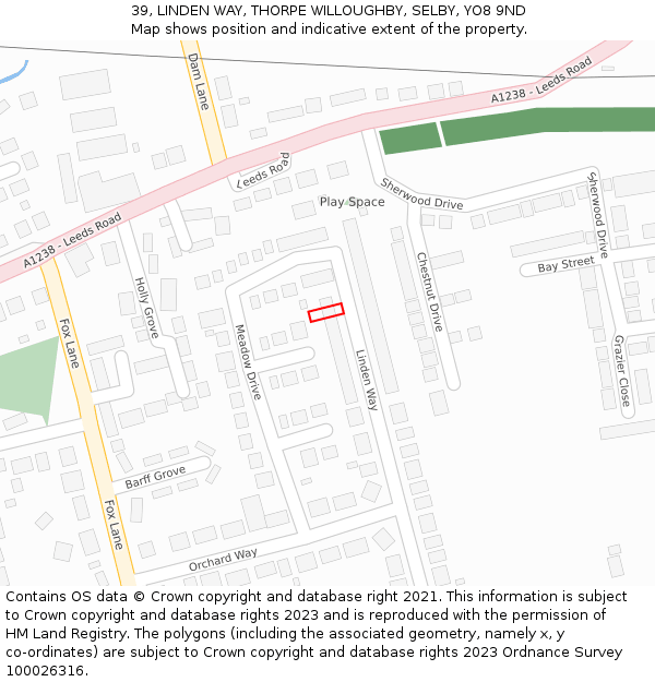 39, LINDEN WAY, THORPE WILLOUGHBY, SELBY, YO8 9ND: Location map and indicative extent of plot