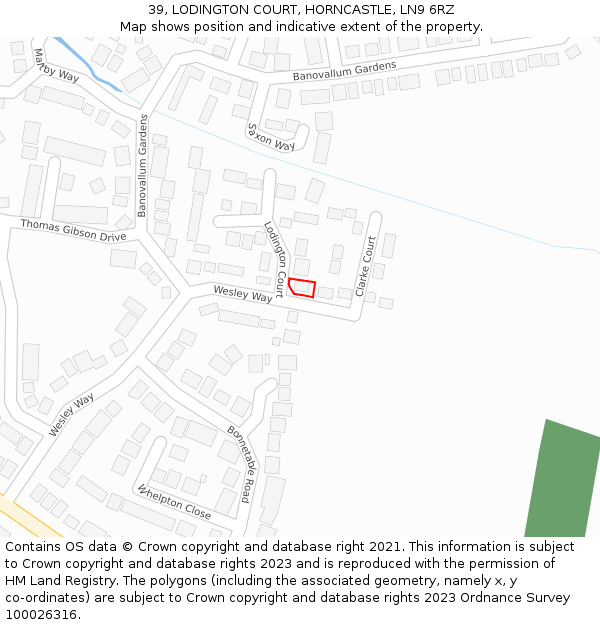 39, LODINGTON COURT, HORNCASTLE, LN9 6RZ: Location map and indicative extent of plot