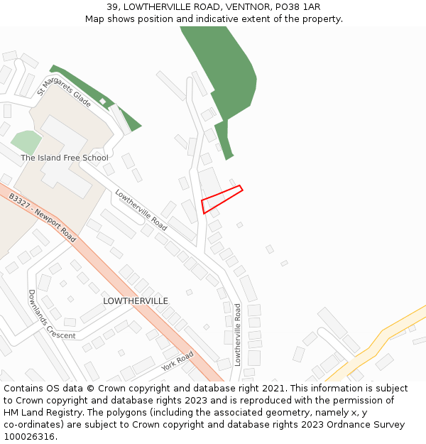 39, LOWTHERVILLE ROAD, VENTNOR, PO38 1AR: Location map and indicative extent of plot