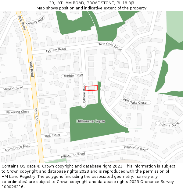 39, LYTHAM ROAD, BROADSTONE, BH18 8JR: Location map and indicative extent of plot