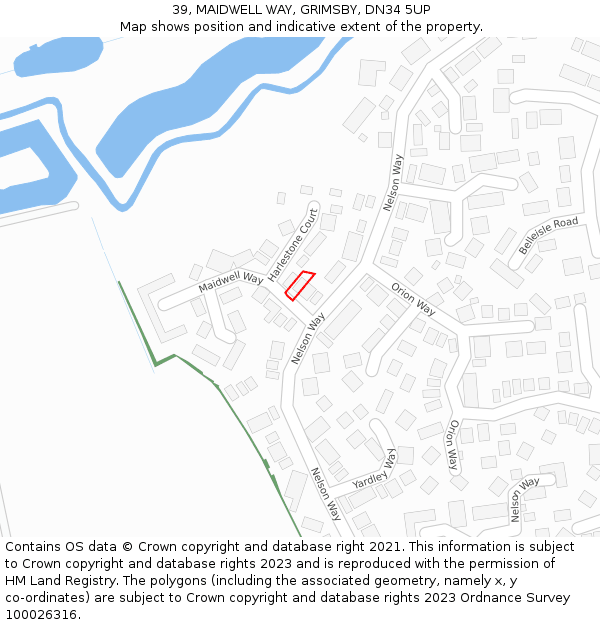 39, MAIDWELL WAY, GRIMSBY, DN34 5UP: Location map and indicative extent of plot