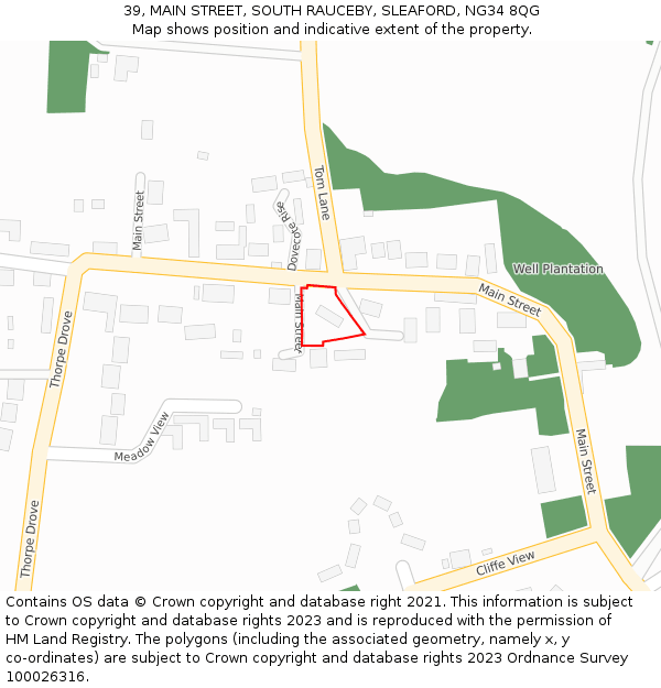 39, MAIN STREET, SOUTH RAUCEBY, SLEAFORD, NG34 8QG: Location map and indicative extent of plot