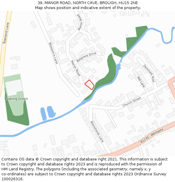 39, MANOR ROAD, NORTH CAVE, BROUGH, HU15 2NE: Location map and indicative extent of plot