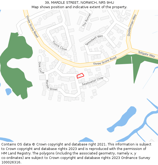 39, MARDLE STREET, NORWICH, NR5 9HU: Location map and indicative extent of plot