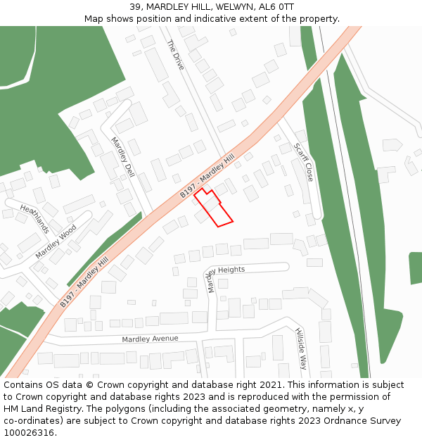 39, MARDLEY HILL, WELWYN, AL6 0TT: Location map and indicative extent of plot