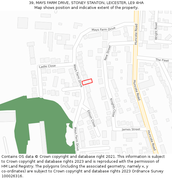 39, MAYS FARM DRIVE, STONEY STANTON, LEICESTER, LE9 4HA: Location map and indicative extent of plot