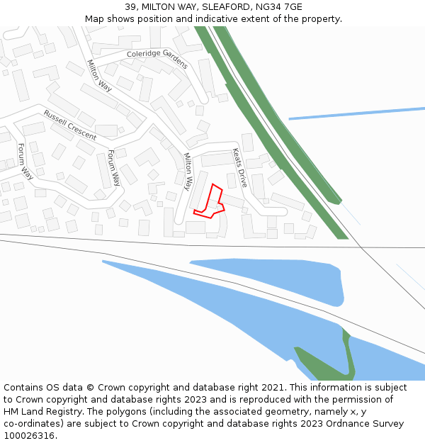 39, MILTON WAY, SLEAFORD, NG34 7GE: Location map and indicative extent of plot