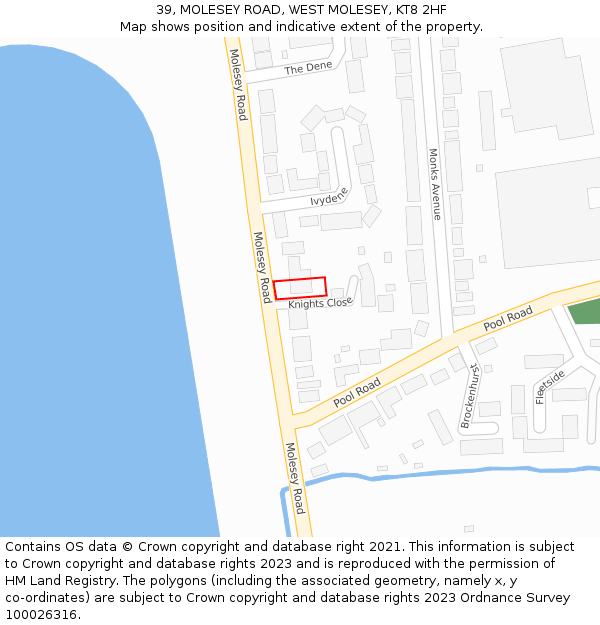 39, MOLESEY ROAD, WEST MOLESEY, KT8 2HF: Location map and indicative extent of plot