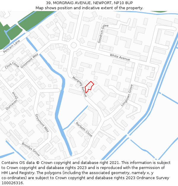 39, MORGRAIG AVENUE, NEWPORT, NP10 8UP: Location map and indicative extent of plot