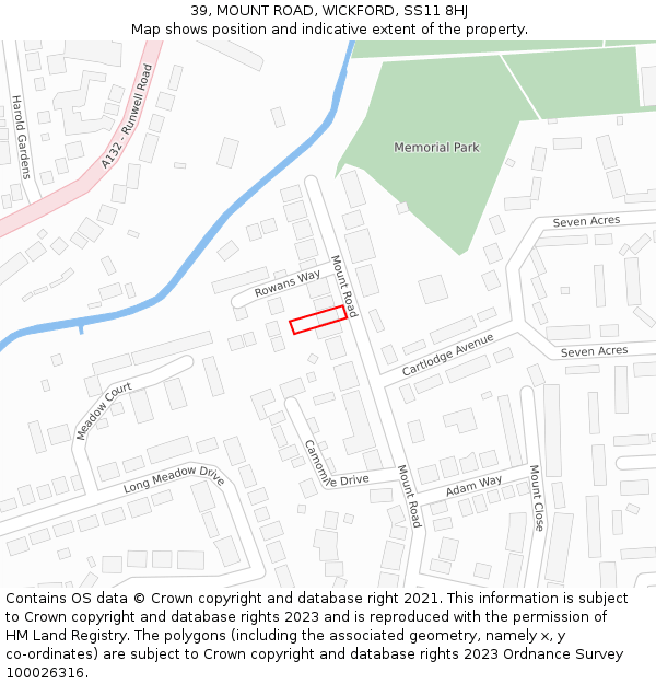 39, MOUNT ROAD, WICKFORD, SS11 8HJ: Location map and indicative extent of plot