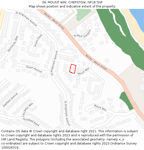 39, MOUNT WAY, CHEPSTOW, NP16 5NF: Location map and indicative extent of plot