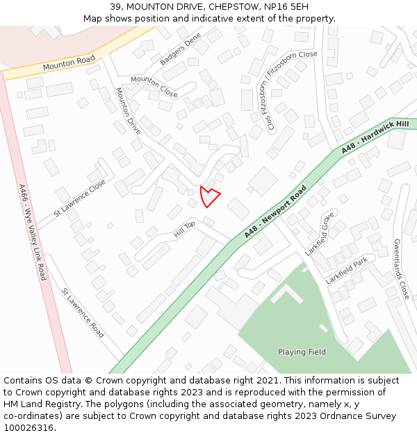 39, MOUNTON DRIVE, CHEPSTOW, NP16 5EH: Location map and indicative extent of plot