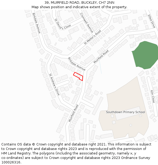 39, MUIRFIELD ROAD, BUCKLEY, CH7 2NN: Location map and indicative extent of plot