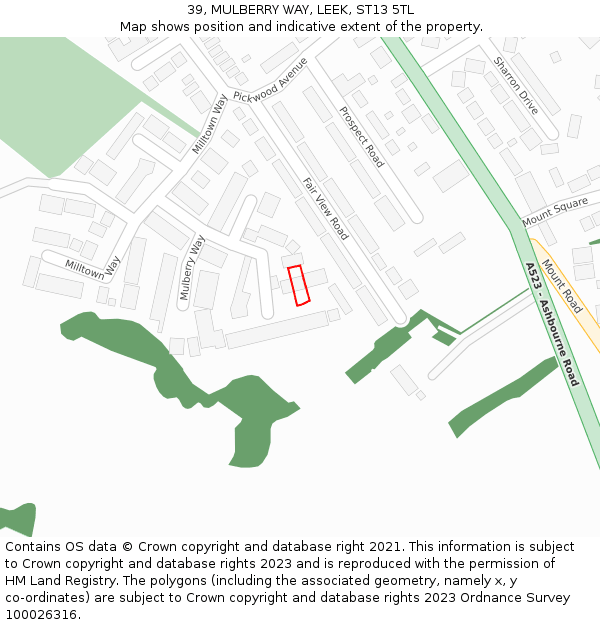 39, MULBERRY WAY, LEEK, ST13 5TL: Location map and indicative extent of plot