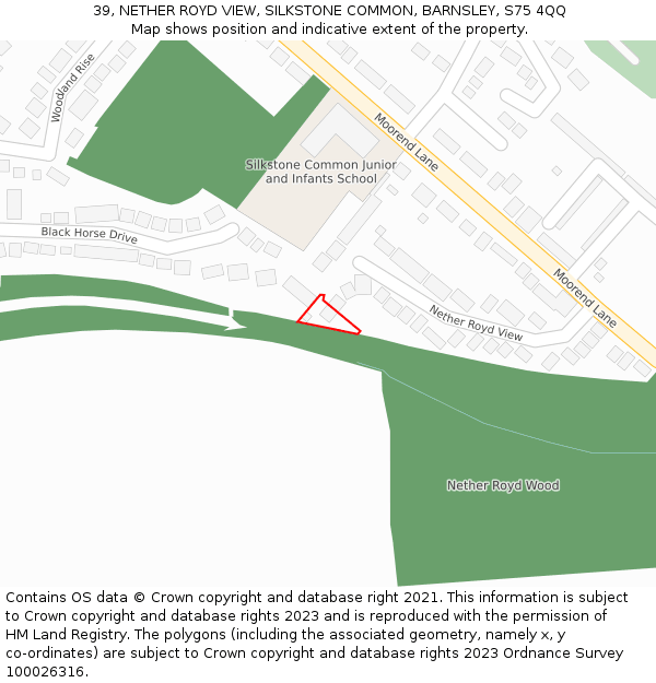 39, NETHER ROYD VIEW, SILKSTONE COMMON, BARNSLEY, S75 4QQ: Location map and indicative extent of plot