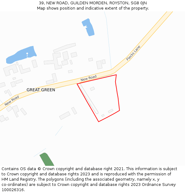 39, NEW ROAD, GUILDEN MORDEN, ROYSTON, SG8 0JN: Location map and indicative extent of plot