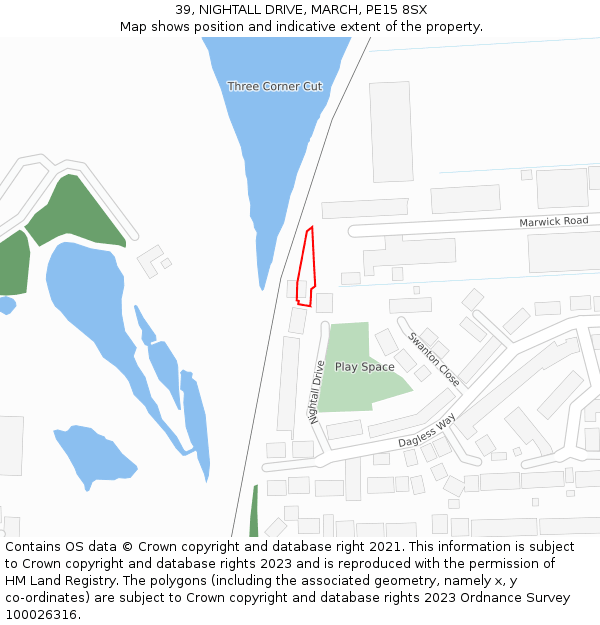 39, NIGHTALL DRIVE, MARCH, PE15 8SX: Location map and indicative extent of plot