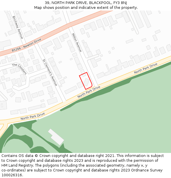 39, NORTH PARK DRIVE, BLACKPOOL, FY3 8NJ: Location map and indicative extent of plot