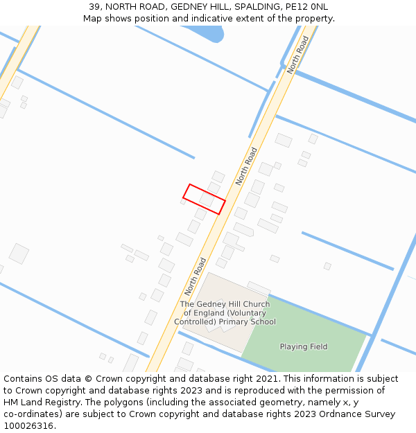 39, NORTH ROAD, GEDNEY HILL, SPALDING, PE12 0NL: Location map and indicative extent of plot