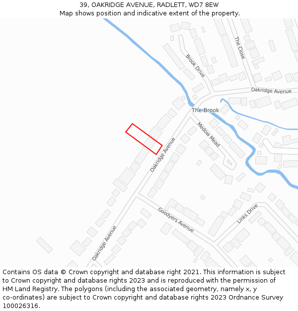 39, OAKRIDGE AVENUE, RADLETT, WD7 8EW: Location map and indicative extent of plot