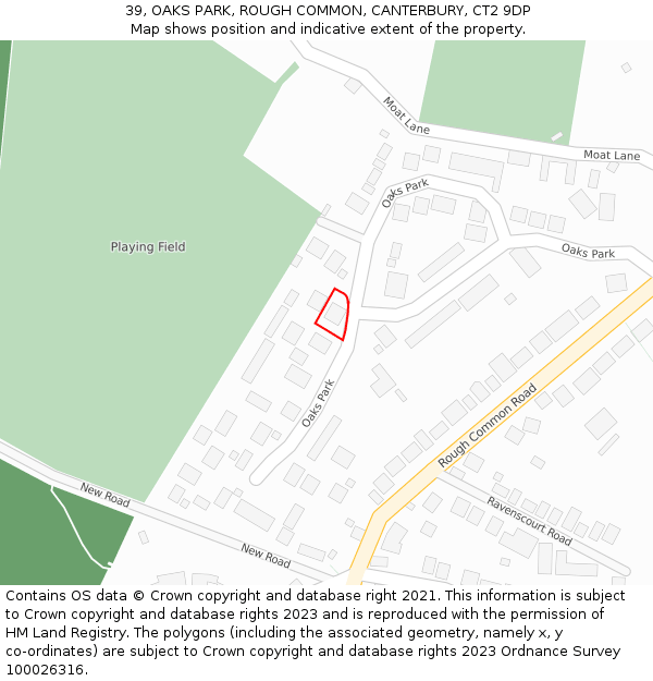 39, OAKS PARK, ROUGH COMMON, CANTERBURY, CT2 9DP: Location map and indicative extent of plot