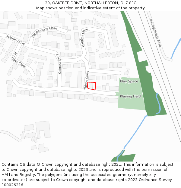 39, OAKTREE DRIVE, NORTHALLERTON, DL7 8FG: Location map and indicative extent of plot