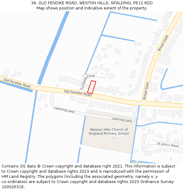 39, OLD FENDIKE ROAD, WESTON HILLS, SPALDING, PE12 6DD: Location map and indicative extent of plot