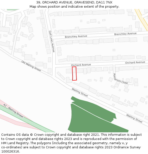 39, ORCHARD AVENUE, GRAVESEND, DA11 7NX: Location map and indicative extent of plot