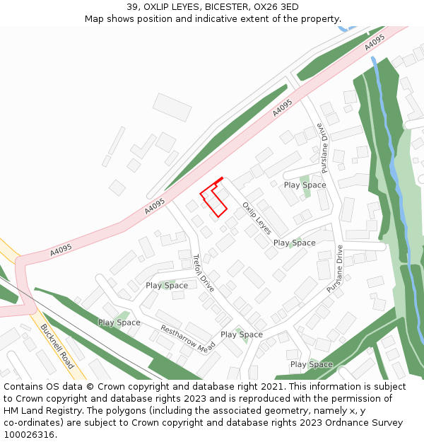 39, OXLIP LEYES, BICESTER, OX26 3ED: Location map and indicative extent of plot