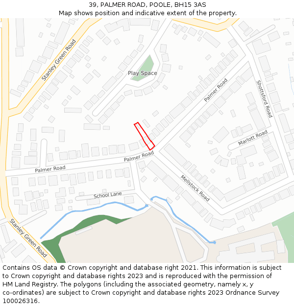 39, PALMER ROAD, POOLE, BH15 3AS: Location map and indicative extent of plot