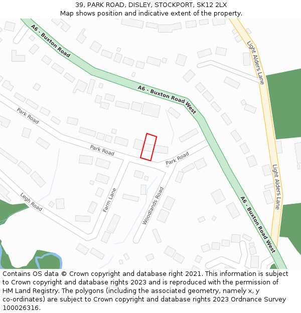 39, PARK ROAD, DISLEY, STOCKPORT, SK12 2LX: Location map and indicative extent of plot