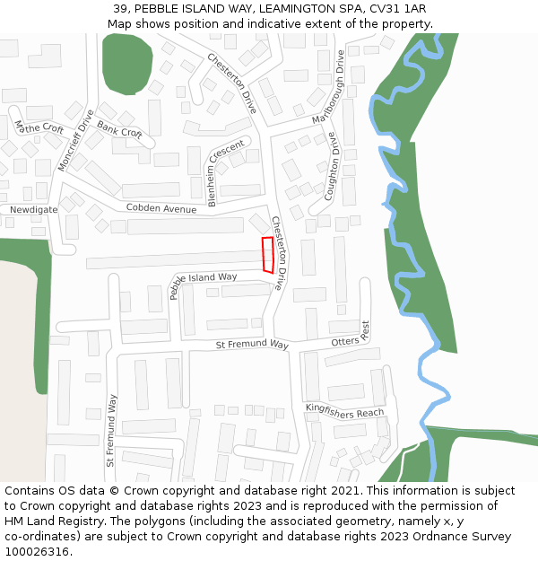 39, PEBBLE ISLAND WAY, LEAMINGTON SPA, CV31 1AR: Location map and indicative extent of plot