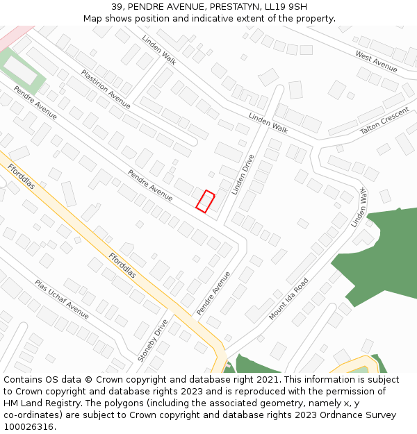 39, PENDRE AVENUE, PRESTATYN, LL19 9SH: Location map and indicative extent of plot