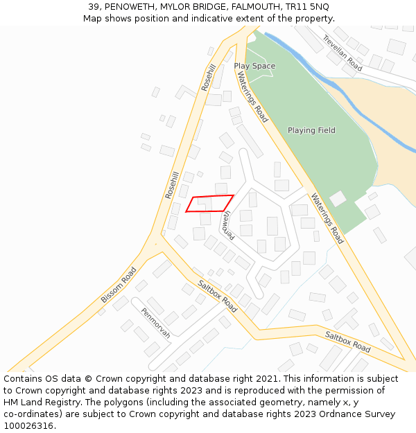 39, PENOWETH, MYLOR BRIDGE, FALMOUTH, TR11 5NQ: Location map and indicative extent of plot