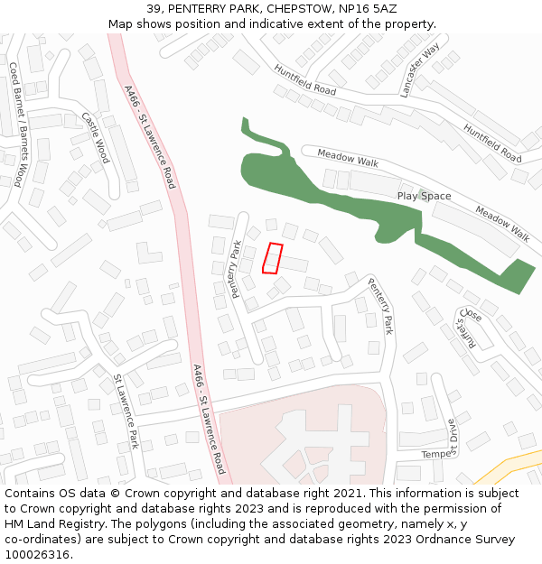 39, PENTERRY PARK, CHEPSTOW, NP16 5AZ: Location map and indicative extent of plot