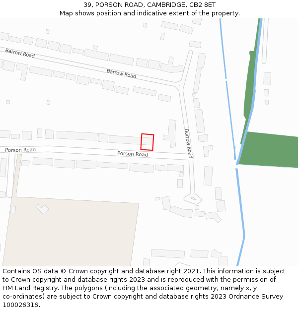 39, PORSON ROAD, CAMBRIDGE, CB2 8ET: Location map and indicative extent of plot