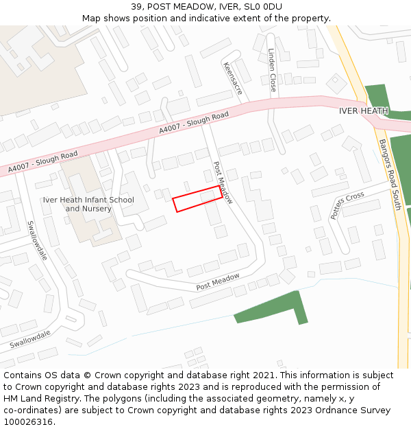 39, POST MEADOW, IVER, SL0 0DU: Location map and indicative extent of plot