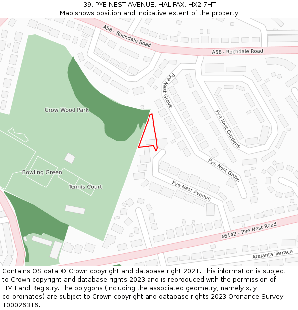 39, PYE NEST AVENUE, HALIFAX, HX2 7HT: Location map and indicative extent of plot